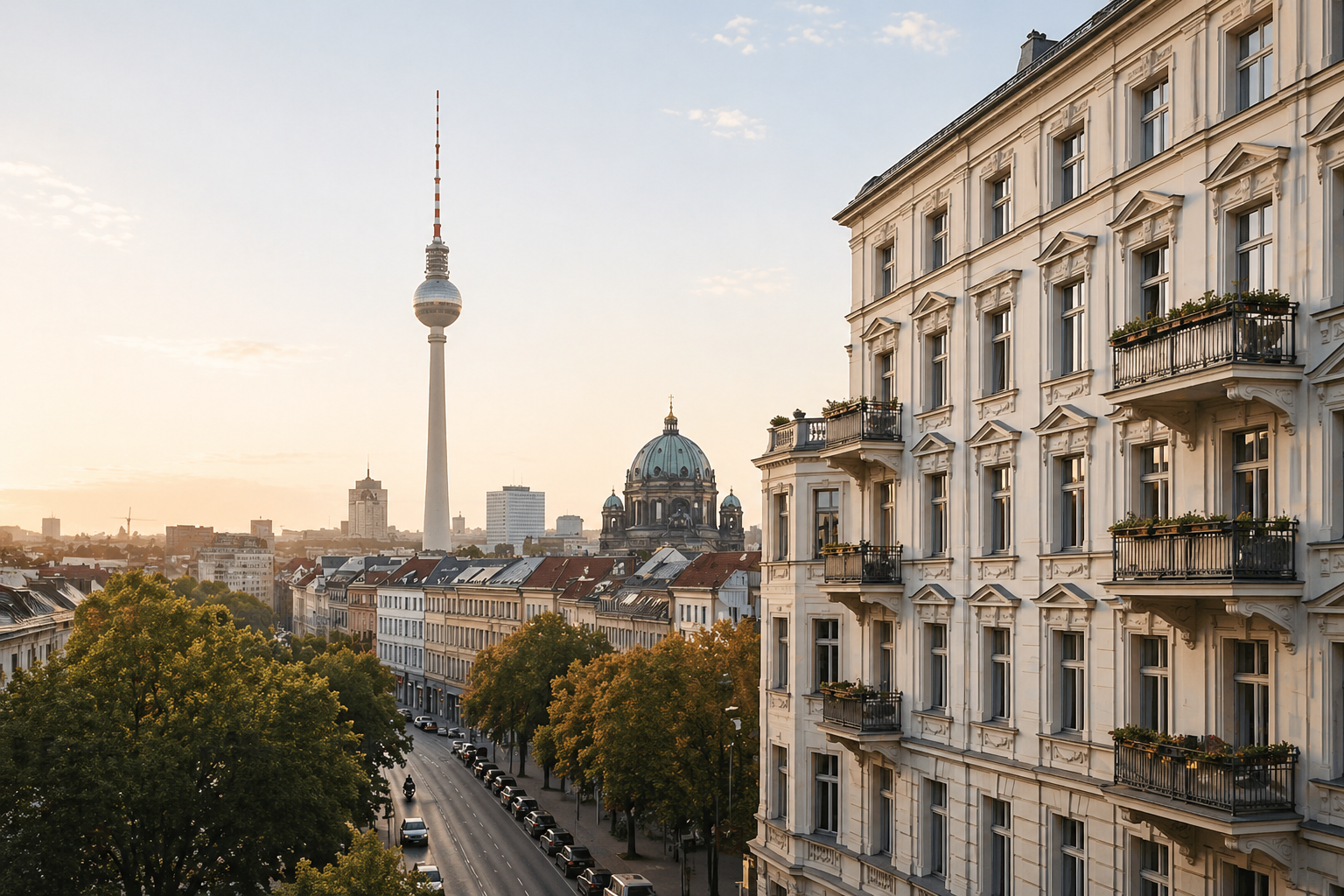 Berlin skyline with TV tower and Berliner Dom
