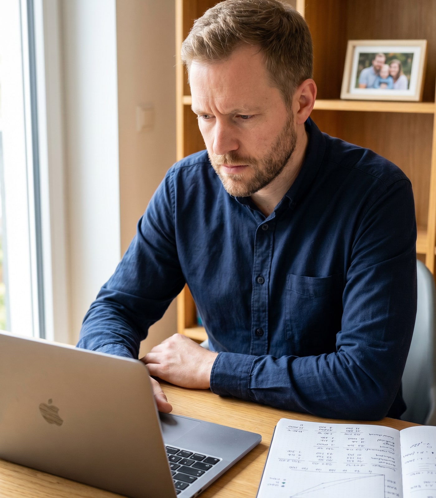 Markus, expat with an international family, reviewing his financial plan in Germany