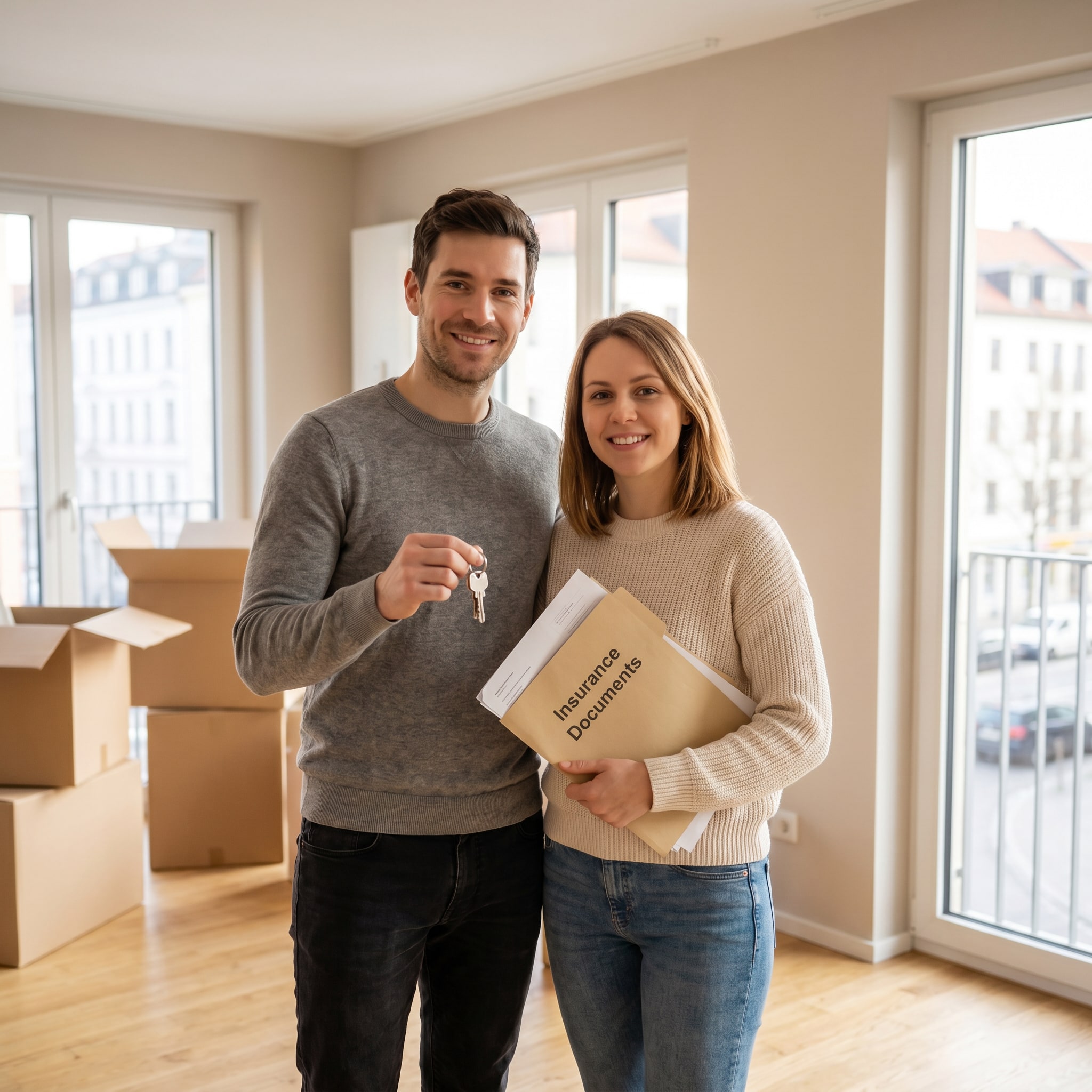 James and Sophie relieved after setting up their insurance in Munich