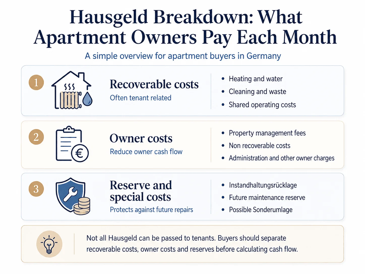 Hausgeld in Germany breakdown showing recoverable costs, owner costs, maintenance reserve and Sonderumlage.png